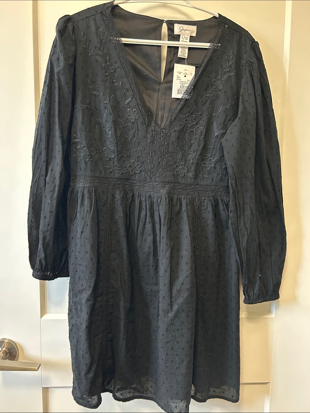 Japna Black Embroidered Mini Dress